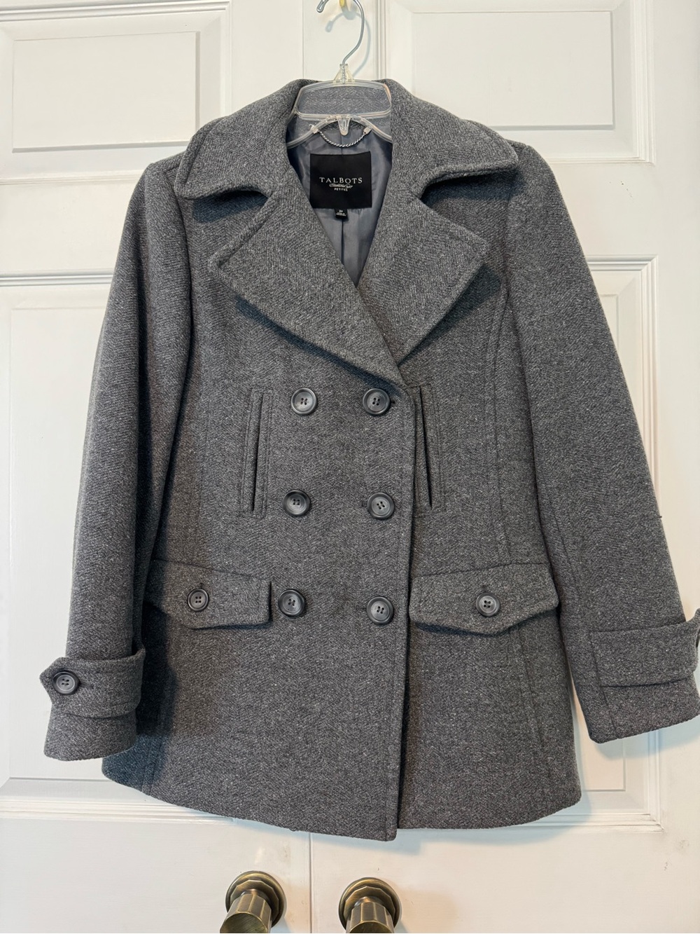 Talbots Women's Gray wool blended Double-Breasted Peacoat 2P